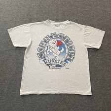 Vtg UConn Huskies T Shirt Men’s Large Gray Connecticut Mascot 90s  picture
