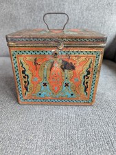 Antique 1910s Nabisco Uneeda Biscuit Tin Persian Rug Design Box Handle Latch Vtg picture