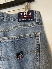 Vintage 90s Tommy Jeans (THJ 1985) Baggy Wide-Leg Denim Jeans Men's Unisex 38x32 picture