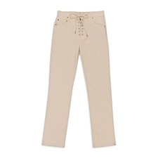 NWT CALLIPYGIAN STRETCH CURDUROY OFF-WHITE LACE-UP JEANS SIZE 0 $195 picture