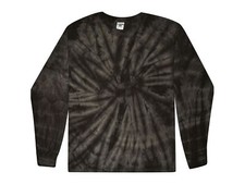 Black Long Sleeve Tie Dye T-Shirt Adult  & Kids 100% Pre-Shrunk Cotton Colortone picture