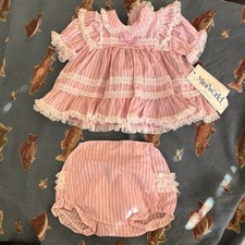 Vintage Mini World Purple Ruffles Dress With Bloomers Small 3-6 Months Cottageco picture