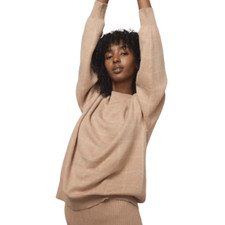 Lunya Cozy Cotton Silk Pullover Size Medium Oversized Nutmeg Knit Loungewear picture