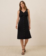 Pact Women's Canopy Linen Blend Button-Front Dress Black X-Large picture