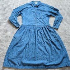 Vintage Georges Marciano Guess Shirt Dress Womens M Blue Denim Pockets USA 80s picture