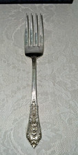 Wallace Sterling Silver Rose Point Serving Meat Fork 8”, 72 grams see photos picture