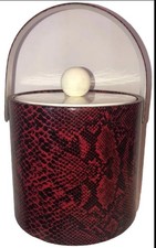 Vintage nice Mcm Faux Snake Skin Red Ice Bucket  picture
