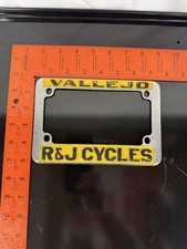 RARE Vintage R&J Cycles Valejo California Metal Motorcycle License Frame picture