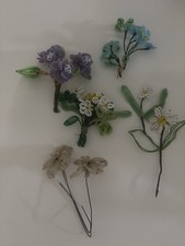 Vintage seed beaded flowers Lot / 7 picture
