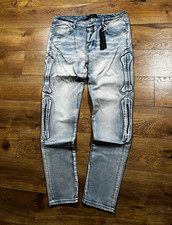 AMIRI Men’s Light Wash Denim Jeans Skinny Slim Fit Size 36 Logo Pockets picture