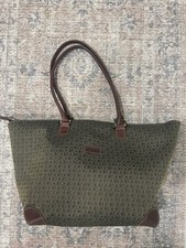 Hartmann Wings 22” Weekender Duffel Bag Diamond Jacquard Cognac Leather Trim picture