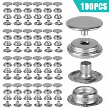 100Pcs Metal Heavy Duty Fastener Snap Press Stud Cap Button Base Kit Marine Boat picture