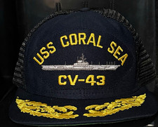 Vintage USS Coral Sea CV-43 Navy Trucker Hat Scrambled Eggs Snapback USA picture