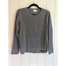 Calvin Klein Jeans Women's Gray Ribbed Crewneck Sweater - Size L picture
