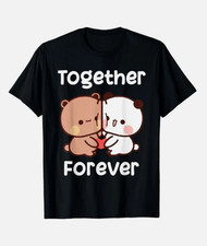 Bubu And Dudu Together Forever Lovers Black Cotton Black T-Shirt picture