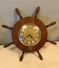 Vintage Jostens Ship Wheel Clock Aultman Hospital Service Award Solid Wood Works picture