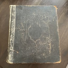 Antique 1855 Pre-Civil War American Bible Society Large Leather Family Bible picture