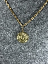 Vintage 1970s Sarah Coventry Libra Zodiac Pendant Necklace Gold Tone Rope Chain picture