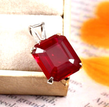 16x13 MM Natural Red Ruby Emerald Cut 925 Solid Silver Pendant Loose Gemstone picture