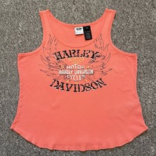Harley Davidson Women’s Coral Pink Restless Spirit Graphic Tank Top Ribbed XL picture