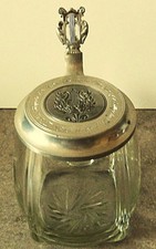 Glass beer mug tin lid engraved crystal glass cut collect unique old TOP picture