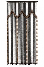 Vintage Wood Beaded Door Curtain 36” x 74” Retro Boho Hanging Room Divider picture