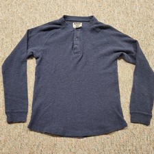 Ariat Shirt Mens Medium Blue Henley Retro Fit Waffle Knit Thermal Casual Outdoor picture
