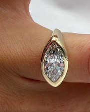 2.20 Ct Marquise Cut Lab Grown Diamond Engagement Ring Solid in 14K Yellow Gold picture