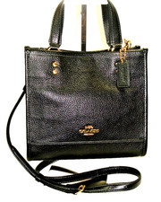 Coach Dempsey Soft Black Refined Pebbled Leather Tote 22 Shoulder Bag NWOT picture