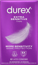 Durex Extra Sensitive Lubricated Ultra Thin Premium Condoms, Regular Fit, 12 Cou picture
