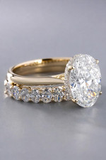 IGI 5.10Ct Oval-Cut EF/VS1 Lab Grown Diamond Engagement Ring Set 14k Yellow Gold picture