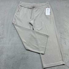 Athleta Seasoft Straight Crop Women L Beige Tan Drawstring Pockets Travel Lounge picture