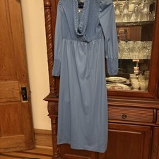 vintage 60s maxi dressing Sleeve Blue Boho Hippie Size Large picture
