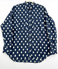Madewell Navy Blue Polka Dot Cotton Button Front Shirt Coastal Preppy Size M NWT picture