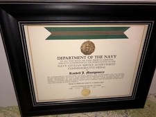 NAVY CIVILIAN SERVICE ACHIEVEMENT COMMEMORATIVE MEDAL CERTIFICATE ~ Type-1 picture