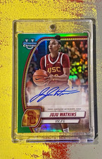 Topps 2024-25 Bowman Univ Chrome JuJu Watkins USC Green Refractor Auto 20/99 picture