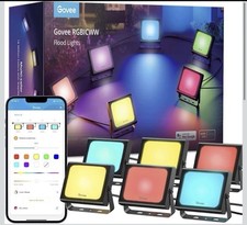 Govee RGBIC LED Smart WIFI Flood Lights 6 pack Color Changing, App Control, New picture