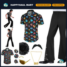 Retro 70s Men's Disco Costume Set - 6 Pieces with Accessories for Parties picture