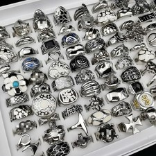  5-100X Wholesale Lots Retro Mixed Skull Stainless Steel Rings Band Ring Jewelry picture