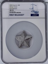 2025 Cook Islands Silver 1 oz $5 Winter Forest Ornament Silver NGC MS 70 FR picture