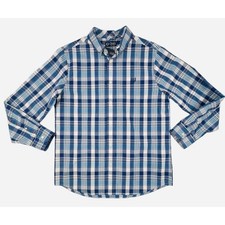 Chaps Saratoga Shirt Mens Large Blue White Plaid Long Sleeve Button Down picture