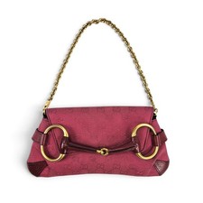 Vintage Tom Ford for Gucci Pink GG Monogram Horsebit Chain Clutch Bag picture