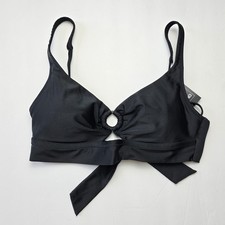 Bar III Resort Solids Front Keyhole Bikini Top Size M Black New With Tags picture