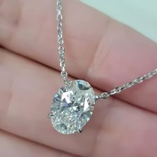 4.10 Ct Oval Cut White Diamond Solitaire Pendant in 925 Sterling Silver Gift picture