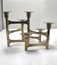 Vintage MCM Articulated Folding Expandable Brass 6 Candle Holder Candelabra picture