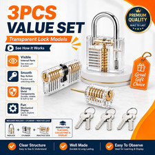 3PCS Clear Lock Practice Set with 3 Locks and Keys for Picking Training Starter picture