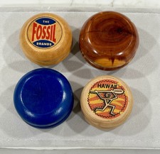 Vintage Wooden Yo-Yo Fixed Wood Axle Lot x4 Waldameer Park PA Fossil Hawaii Toy picture