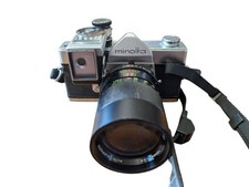Minolta SR-1 35mm Film SLR Camera w/ 135mm Telephoto lens & flash picture