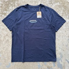 Patagonia Men's '95 Oval Logo T-shirt New Navy Sz M 37847 NNKO NWT $49 picture