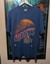 Nutmeg Mills Denver Nuggets Navy Vintage 90s Shirt Size Mens Large Made In USA picture